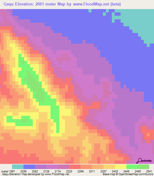 Gaqu,Iran Elevation Map