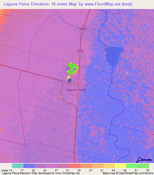 Laguna Paiva,Argentina Elevation Map