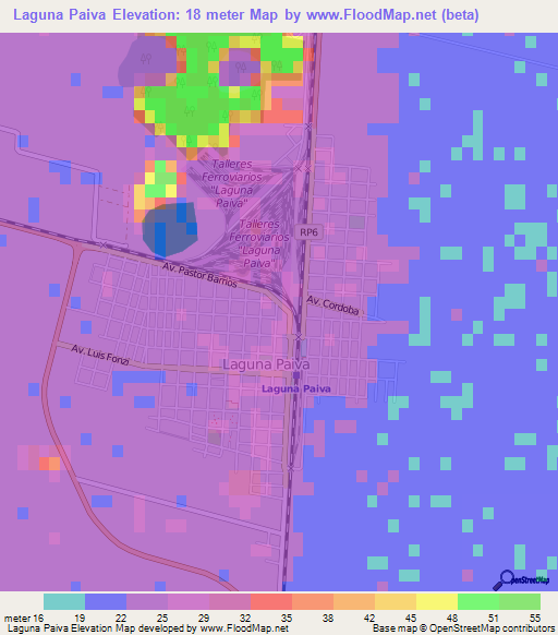 Laguna Paiva,Argentina Elevation Map