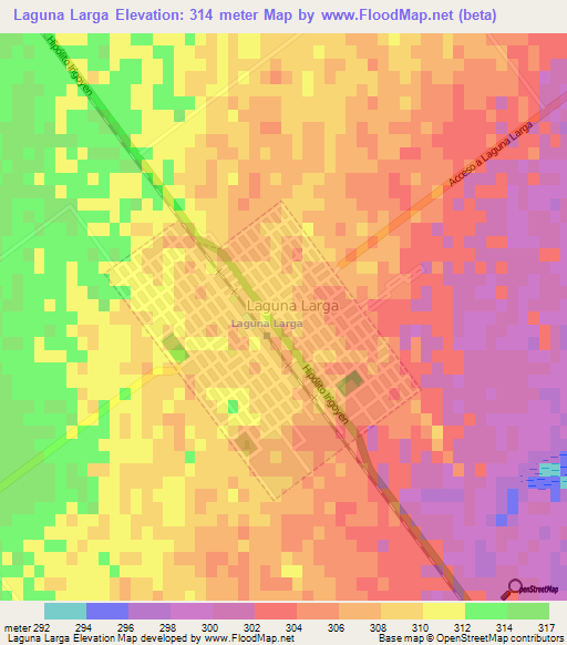 Laguna Larga,Argentina Elevation Map