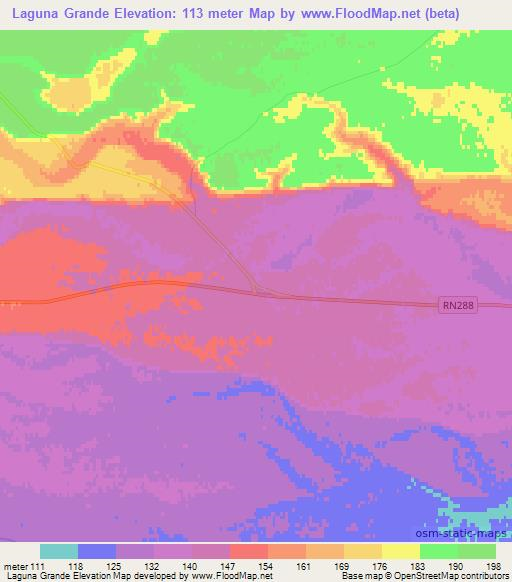 Laguna Grande,Argentina Elevation Map