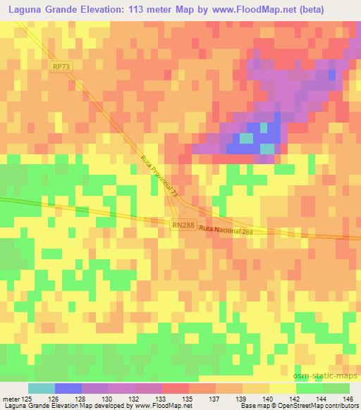 Laguna Grande,Argentina Elevation Map