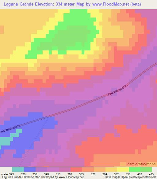 Laguna Grande,Argentina Elevation Map