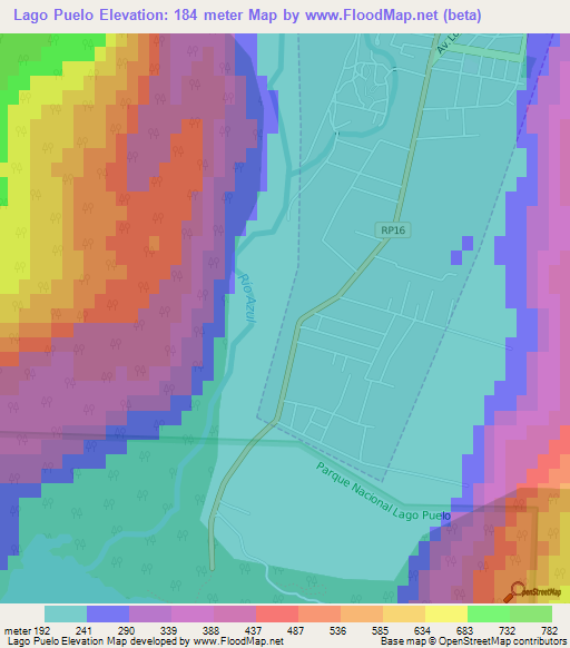 Lago Puelo,Argentina Elevation Map