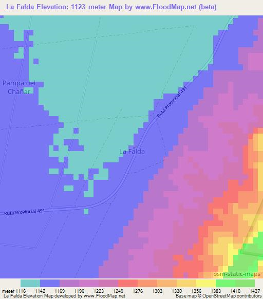 La Falda,Argentina Elevation Map
