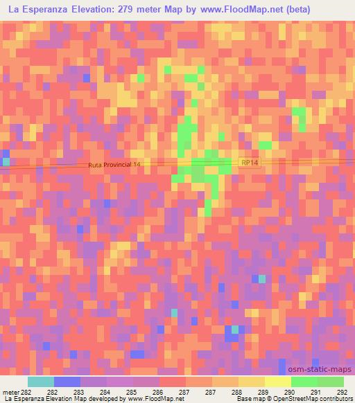 La Esperanza,Argentina Elevation Map