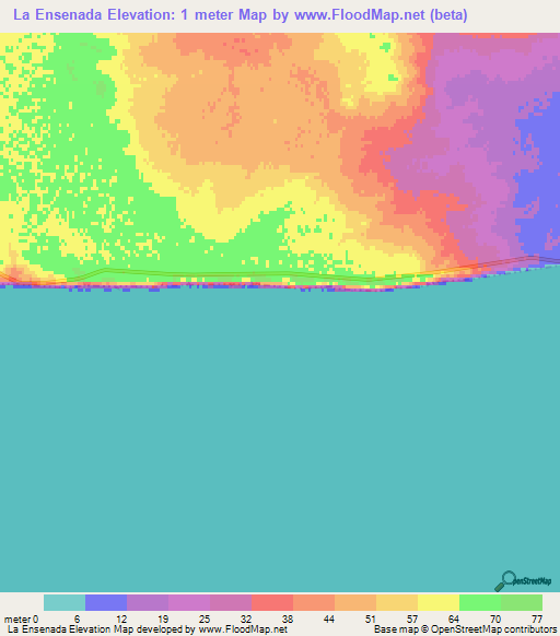 La Ensenada,Argentina Elevation Map