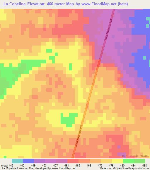 La Copelina,Argentina Elevation Map