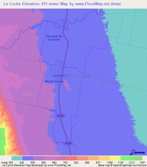 La Cocha,Argentina Elevation Map