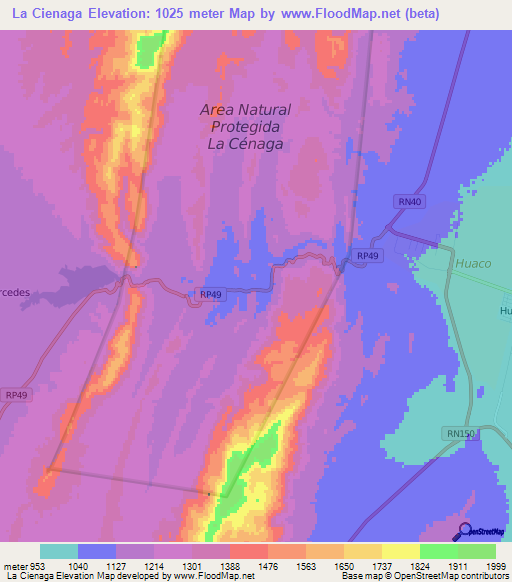La Cienaga,Argentina Elevation Map