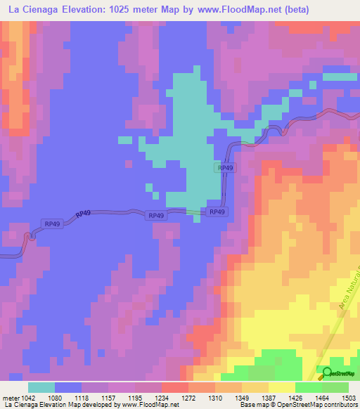 La Cienaga,Argentina Elevation Map