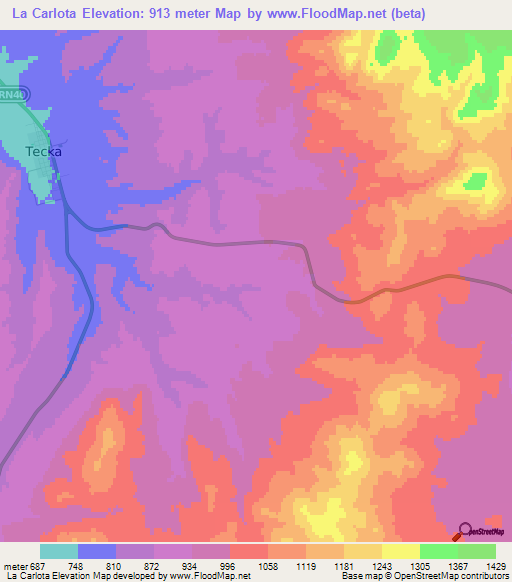 La Carlota,Argentina Elevation Map