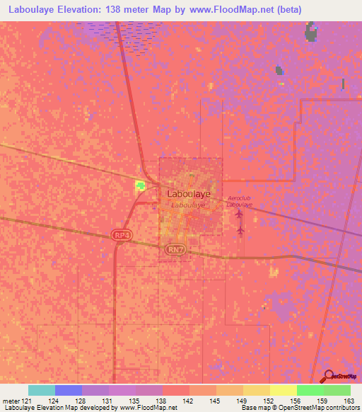 Laboulaye,Argentina Elevation Map