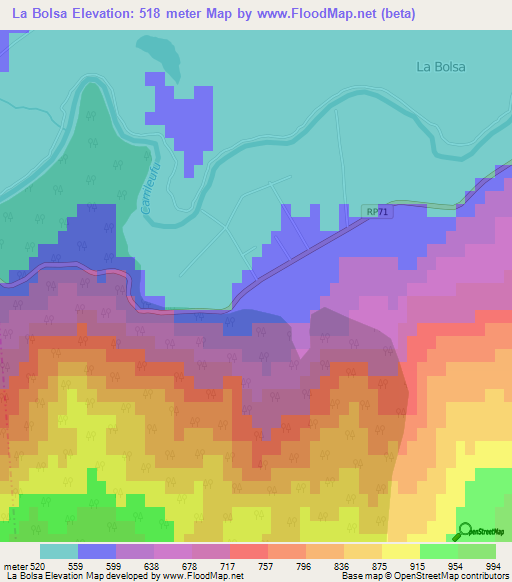 La Bolsa,Argentina Elevation Map
