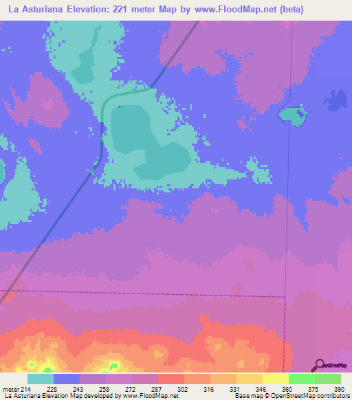 La Asturiana,Argentina Elevation Map