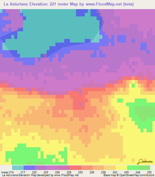 La Asturiana,Argentina Elevation Map