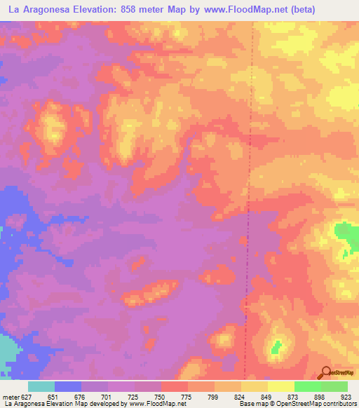 La Aragonesa,Argentina Elevation Map
