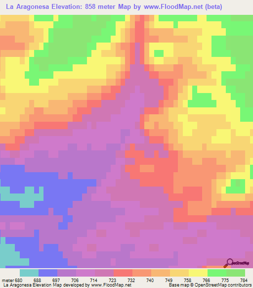 La Aragonesa,Argentina Elevation Map