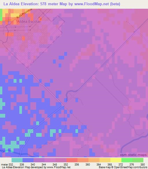 La Aldea,Argentina Elevation Map