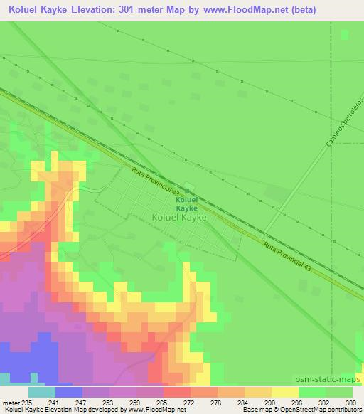 Koluel Kayke,Argentina Elevation Map