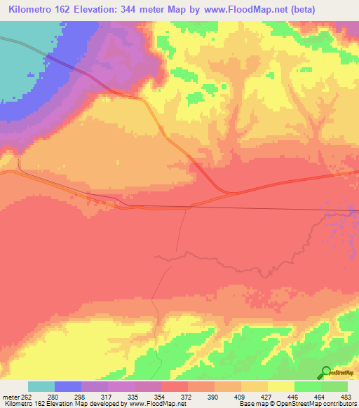 Kilometro 162,Argentina Elevation Map