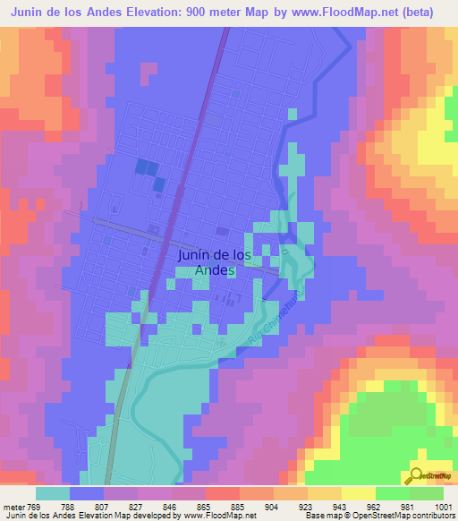 Junin de los Andes,Argentina Elevation Map