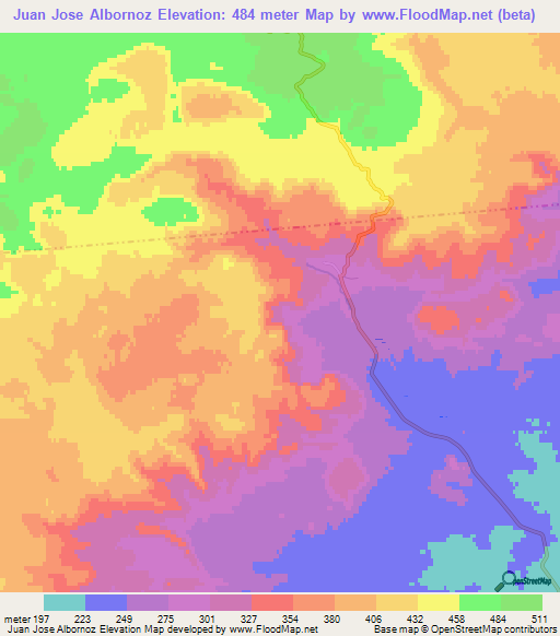 Juan Jose Albornoz,Argentina Elevation Map