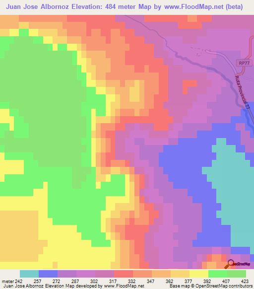 Juan Jose Albornoz,Argentina Elevation Map