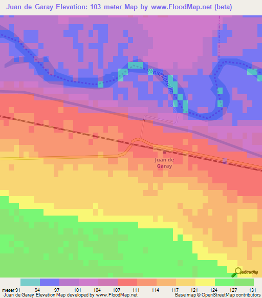 Juan de Garay,Argentina Elevation Map