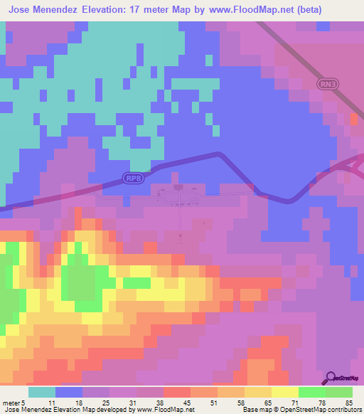 Jose Menendez,Argentina Elevation Map