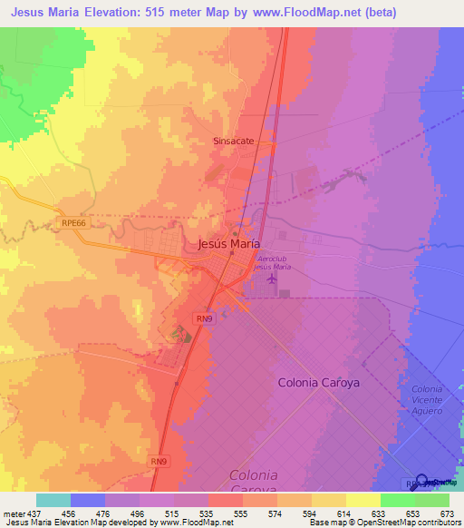 Jesus Maria,Argentina Elevation Map