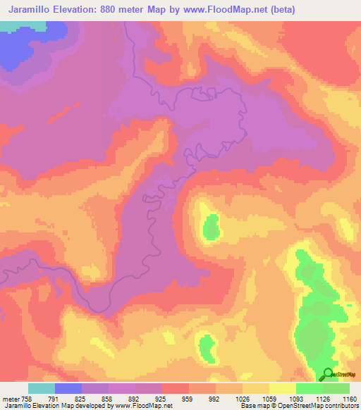 Jaramillo,Argentina Elevation Map