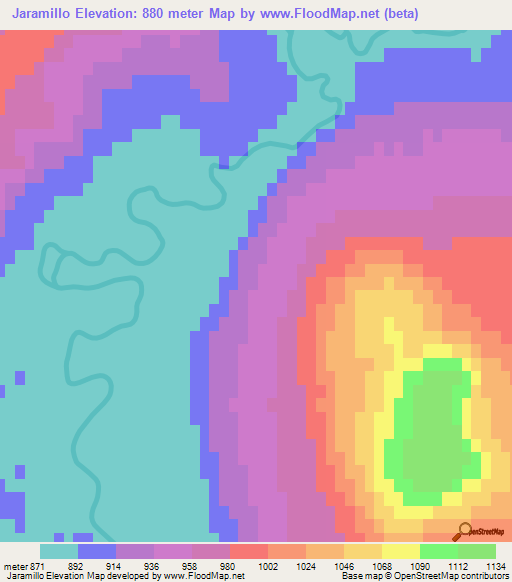 Jaramillo,Argentina Elevation Map
