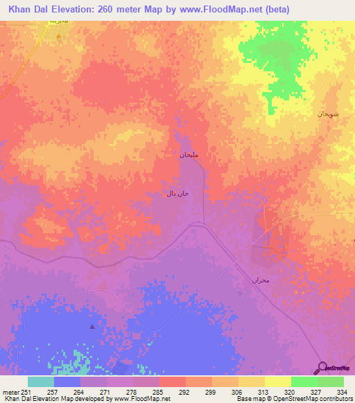 Khan Dal,Syria Elevation Map