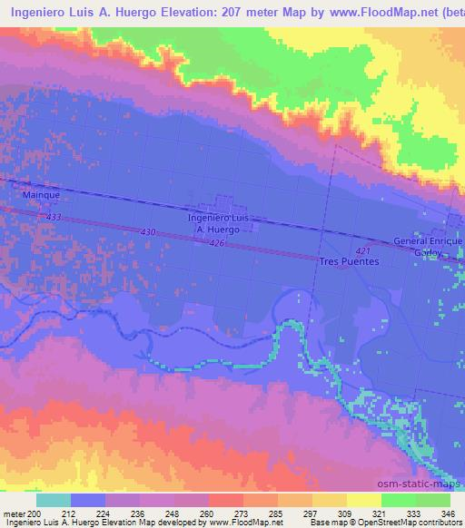 Ingeniero Luis A. Huergo,Argentina Elevation Map
