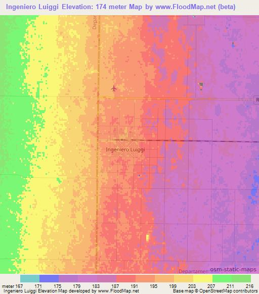 Ingeniero Luiggi,Argentina Elevation Map