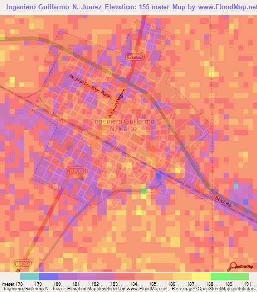 Ingeniero Guillermo N. Juarez,Argentina Elevation Map