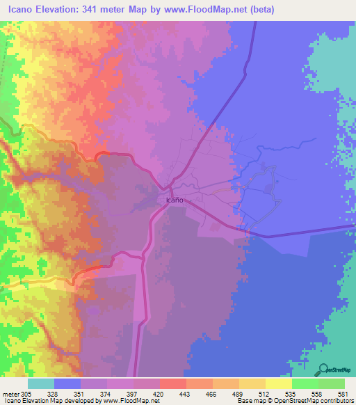 Icano,Argentina Elevation Map