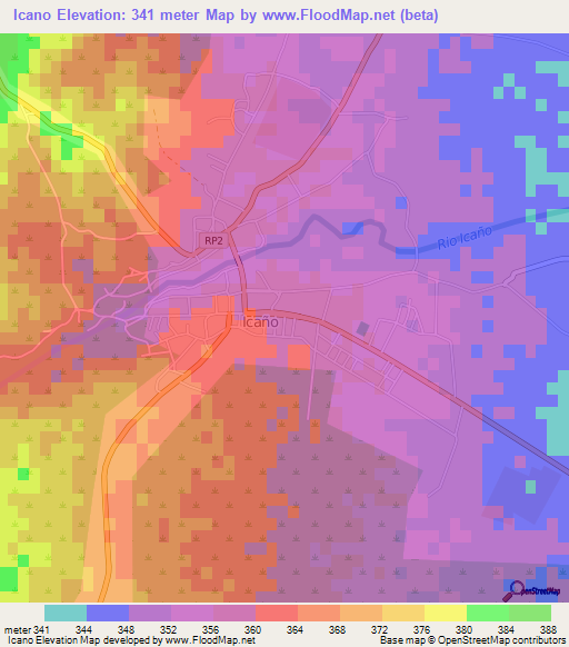 Icano,Argentina Elevation Map