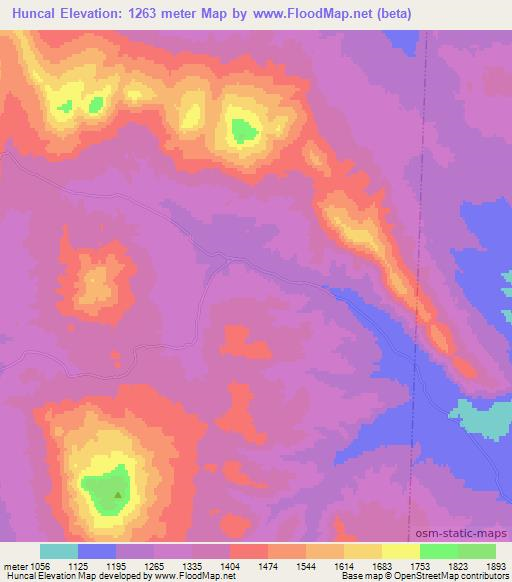 Huncal,Argentina Elevation Map