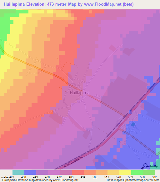 Huillapima,Argentina Elevation Map
