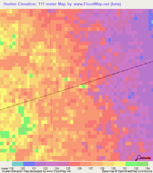 Huelen,Argentina Elevation Map
