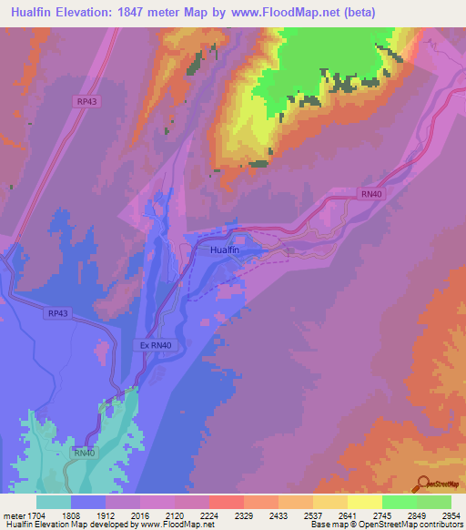 Hualfin,Argentina Elevation Map