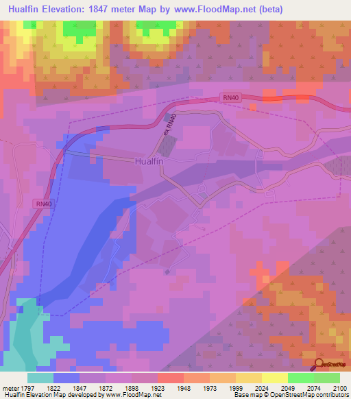 Hualfin,Argentina Elevation Map