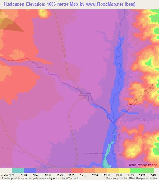 Hualcupen,Argentina Elevation Map