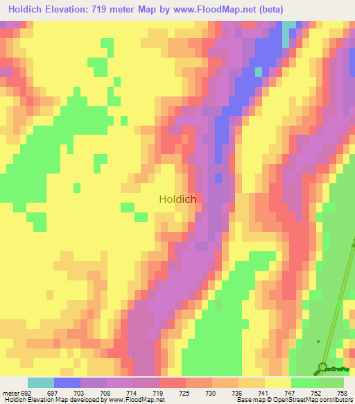 Holdich,Argentina Elevation Map