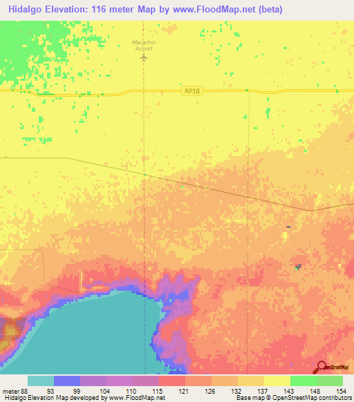 Hidalgo,Argentina Elevation Map
