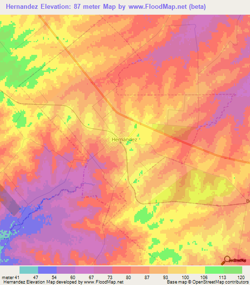 Hernandez,Argentina Elevation Map