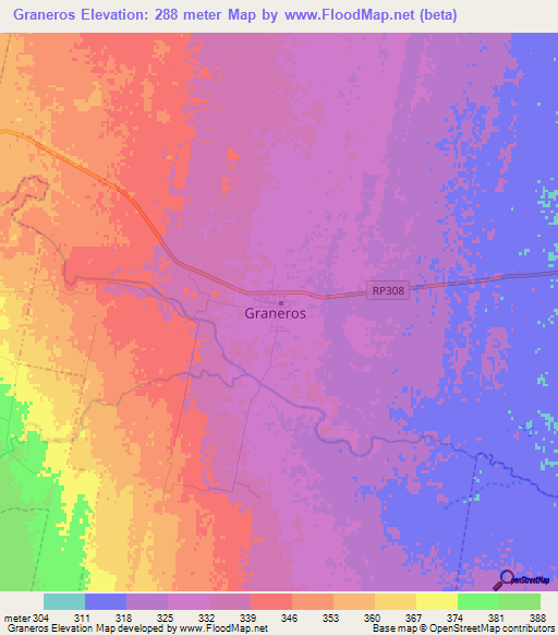 Graneros,Argentina Elevation Map