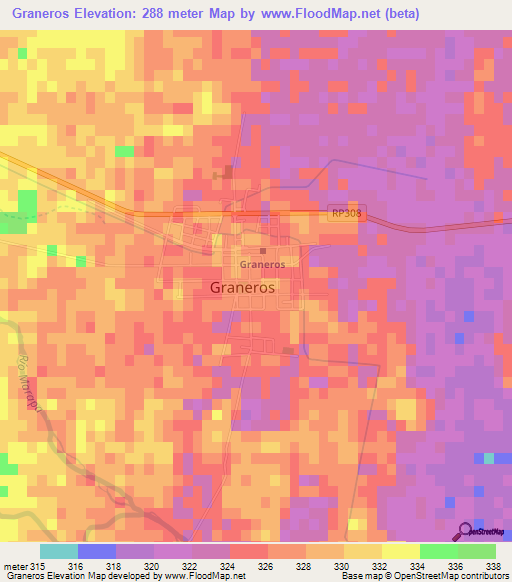 Graneros,Argentina Elevation Map